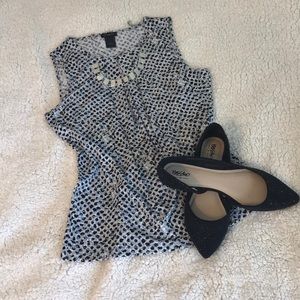 Ann Taylor black and blue top